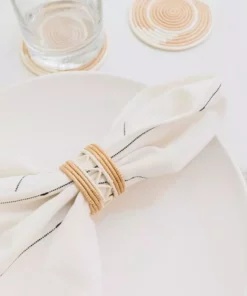 Azizi Life Woven Napkin Ring Set - Zig Zag Kitchen + Dining