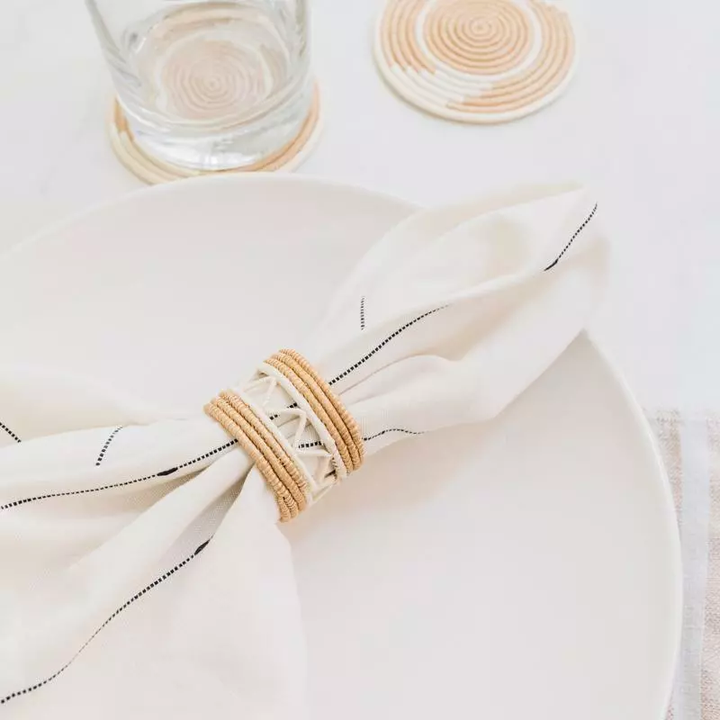 Azizi Life Woven Napkin Ring Set - Zig Zag Kitchen + Dining 2 Azizi Life Woven Napkin Ring Set - Zig Zag Kitchen + Dining
