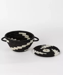 Azizi Life Woven Pot Basket With Lid Home Goods