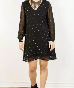 Symbology Baby Cacti Shift Dress - Black + Cream Clothing