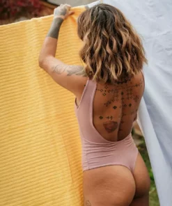 Mary Young Backless Bamboo Thong Bodysuit Underwear + Bras