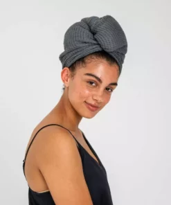 Ettitude Bamboo Waffle Hair Towel - Slate