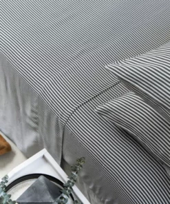 Ettitude Bamboo Sateen Fitted Sheet - Slate Stripes Sustainable Materials