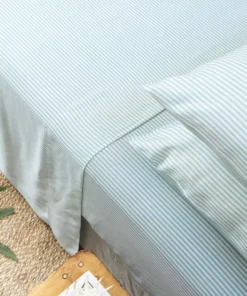 Ettitude Bamboo Sateen Fitted Sheet - Starlight Blue Stripes Sustainable Materials