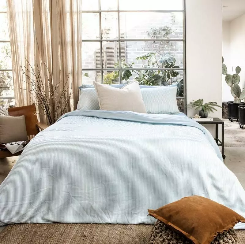 Ettitude Sustainable Materials Bamboo Sateen Flat Sheet - Starlight Blue Stripes 3 Ettitude Sustainable Materials Bamboo Sateen Flat Sheet - Starlight Blue Stripes