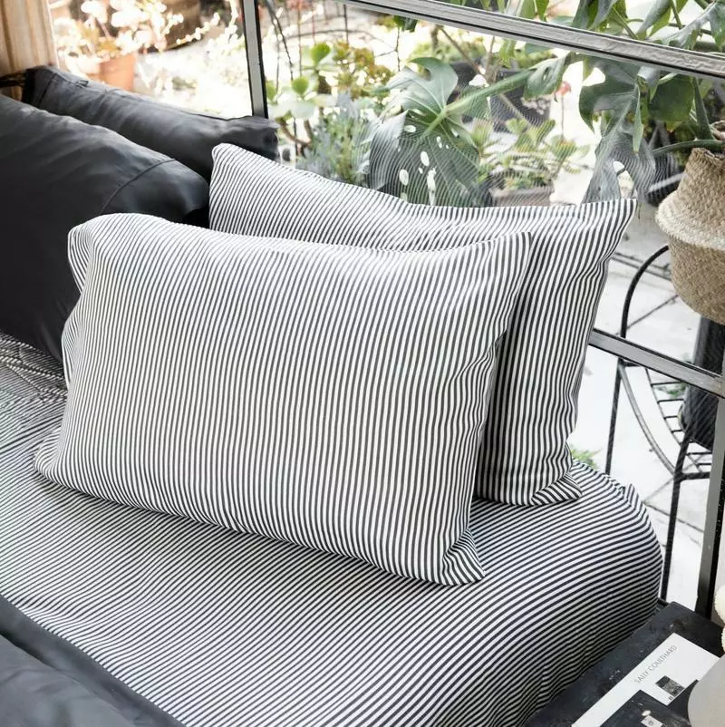Ettitude Sustainable Materials Bamboo Sateen Pillowcase Set - Slate Stripes 1 Ettitude Sustainable Materials Bamboo Sateen Pillowcase Set - Slate Stripes