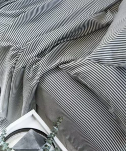 Ettitude Bamboo Sateen Sheet Set - Slate Stripes