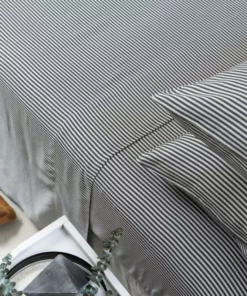Ettitude Bamboo Sateen Sheet Set - Slate Stripes 6 Ettitude Bamboo Sateen Sheet Set - Slate Stripes