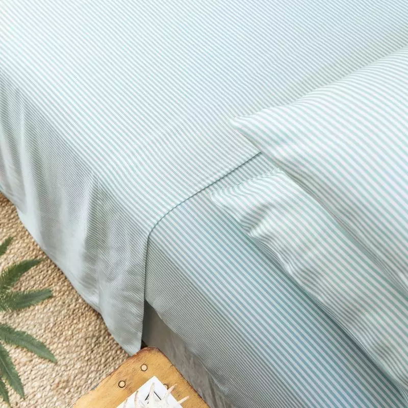 Ettitude Sustainable Materials Bamboo Sateen Sheet Set - Starlight Blue Stripes 3 Ettitude Sustainable Materials Bamboo Sateen Sheet Set - Starlight Blue Stripes