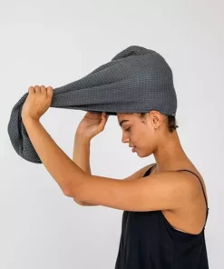 Ettitude Bamboo Waffle Hair Towel - Slate