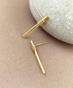 Sara Patino Jewelry Handcrafted Be Present Recycled Gold Earrings