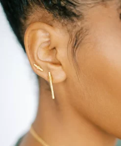 Sara Patino Jewelry Handcrafted Be Present Recycled Gold Earrings