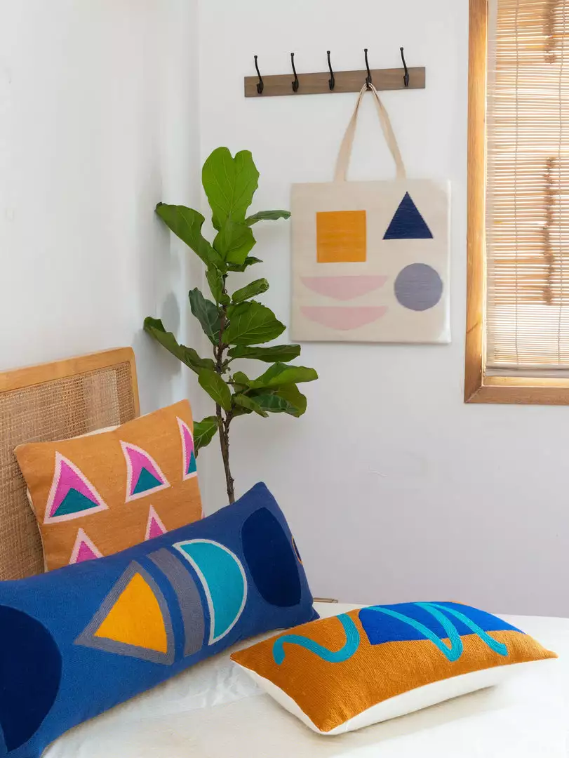 Leah Singh Blah Blah Squiggle Wool Lumbar Pillow Cover 4 Leah Singh Blah Blah Squiggle Wool Lumbar Pillow Cover