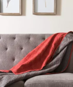 Bloom & Give Barmer Kantha Throw Blanket - Red Best Sellers