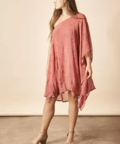 Symbology Blooming Floral One Shoulder Dress In Coral + Gold Best Sellers