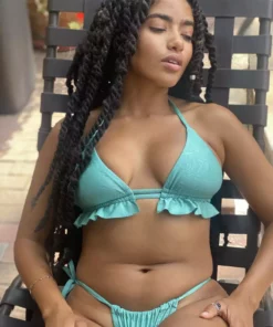 BOLD Swim Ruffle-Front Palm Bikini Set - Mint