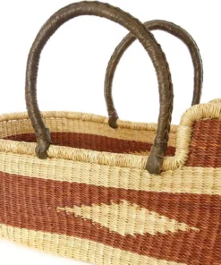 Swahili African Modern Brown Diamond Moses Bassinet Basket Home Goods