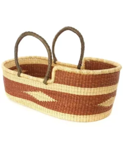 Swahili African Modern Brown Diamond Moses Bassinet Basket Home Goods