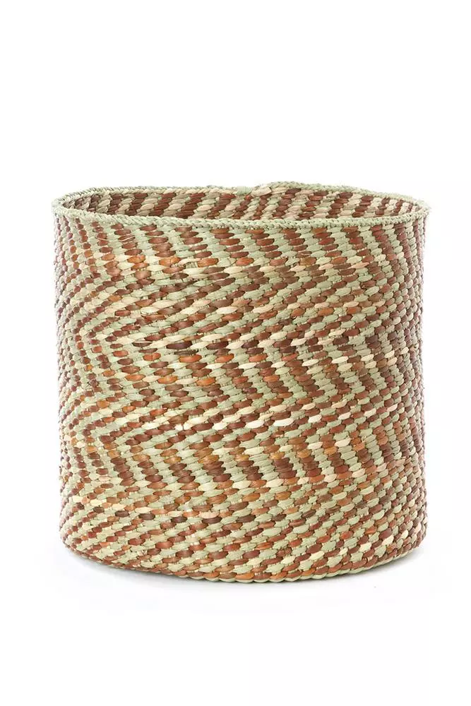 Swahili African Modern Brown And Natural Maila Milulu Reed Baskets 3 Swahili African Modern Brown And Natural Maila Milulu Reed Baskets