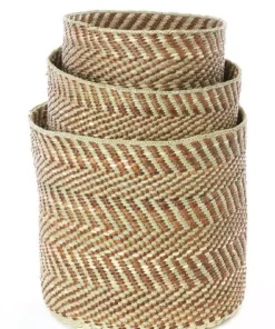 Swahili African Modern Brown And Natural Maila Milulu Reed Baskets 8 Swahili African Modern Brown And Natural Maila Milulu Reed Baskets