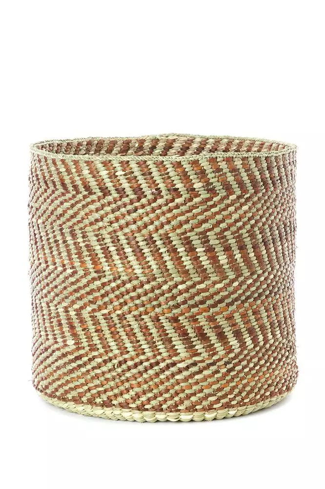 Swahili African Modern Brown And Natural Maila Milulu Reed Baskets 2 Swahili African Modern Brown And Natural Maila Milulu Reed Baskets