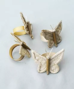 Amara Butterfly Bamboo Napkin Ring Set