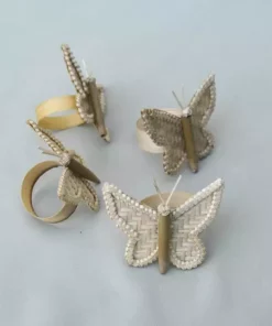 Amara Butterfly Bamboo Napkin Ring Set