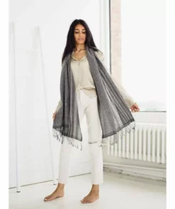 Studio Variously Carbon Checks Merino Wool Scarf Accessories