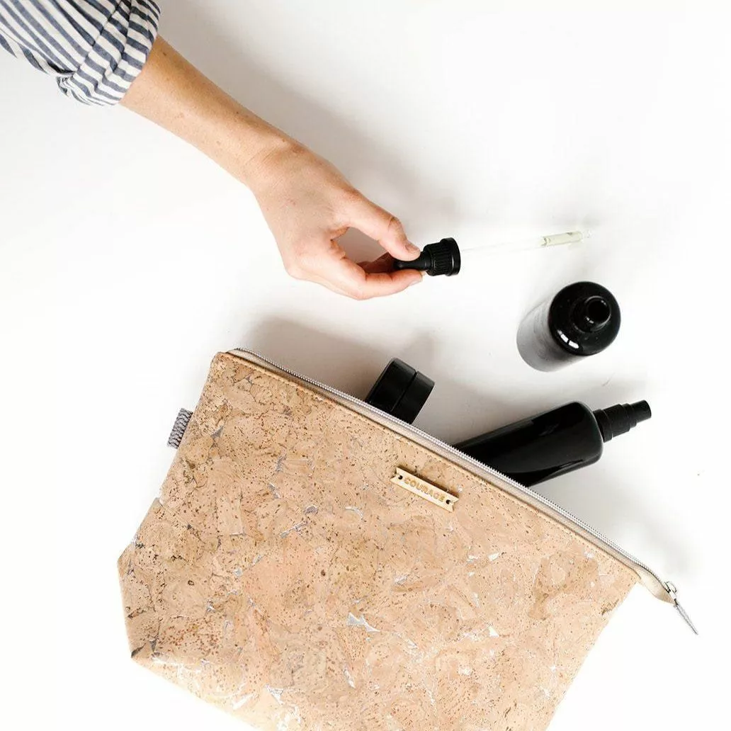 Carry Courage Home Goods Adventurer Cork Cosmetics Bag - Silver 2 Carry Courage Home Goods Adventurer Cork Cosmetics Bag - Silver