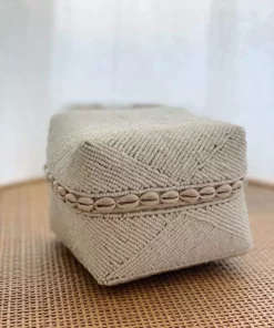 Ceremonia Beaded Bamboo Baskets - White Shell Home Goods