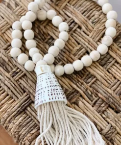 Ceremonia Home Goods Conus Shell Beaded Tassel - Natural