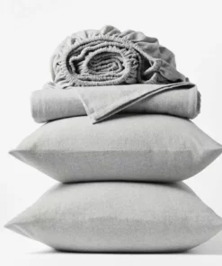 Coyuchi Home Goods Cloud Brushed Flannel Sheet Set - Pale Gray Heather