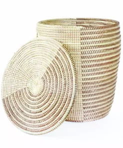 Swahili African Modern Home Goods Flat Lid Storage Basket - Cocoa + Cream