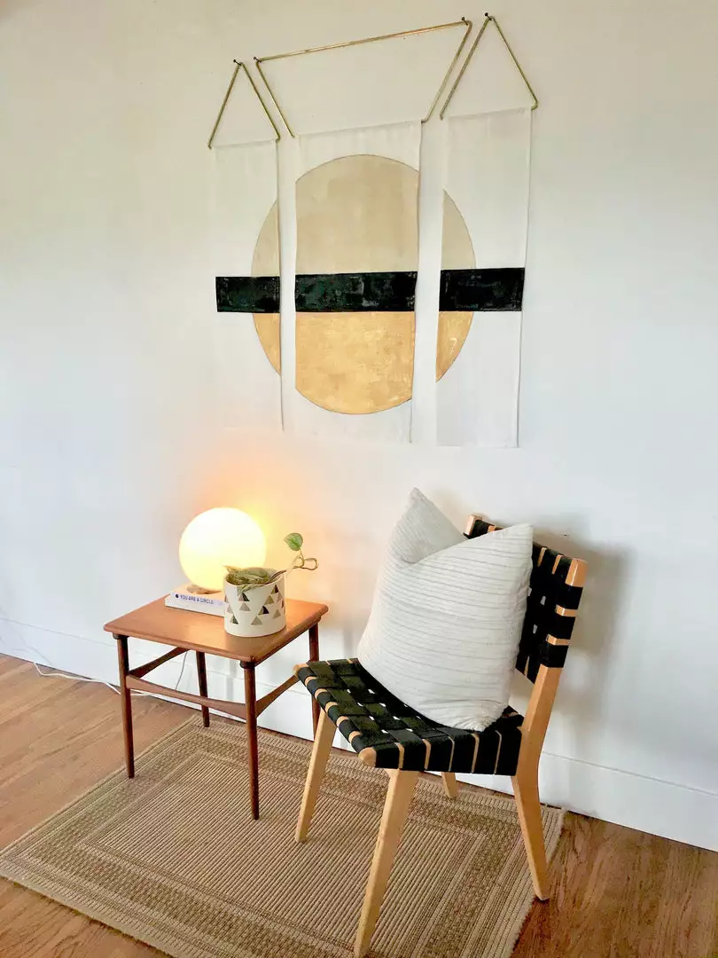 Conejo & Co Mitad Wall Hanging - Oyster, Black, Gold Home Goods 4 Conejo & Co Mitad Wall Hanging - Oyster, Black, Gold Home Goods