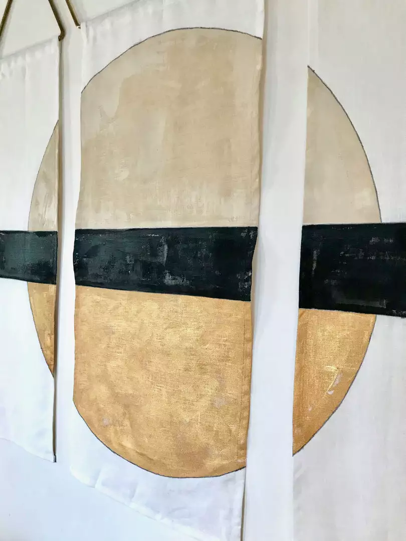 Conejo & Co Mitad Wall Hanging - Oyster, Black, Gold Home Goods 3 Conejo & Co Mitad Wall Hanging - Oyster, Black, Gold Home Goods