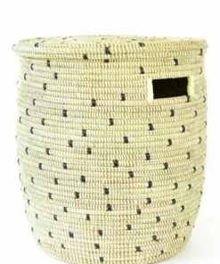 Swahili African Modern Home Goods Cookies And Cream Flat Lid Storage Basket