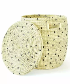 Swahili African Modern Home Goods Cookies And Cream Flat Lid Storage Basket