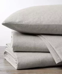 Coyuchi Cloud Brushed Flannel Pillowcases - Pale Gray Heather Home Goods