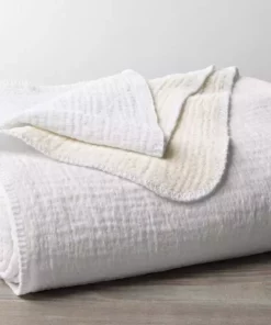 Coyuchi Cozy Cotton Baby Blanket - Alpine White Throw Blankets