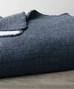 Coyuchi Home Goods Cozy Cotton Baby Blanket - Moonlight Blue