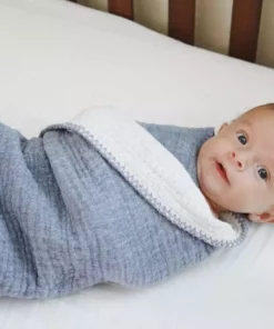 Coyuchi Home Goods Cozy Cotton Baby Blanket - Moonlight Blue