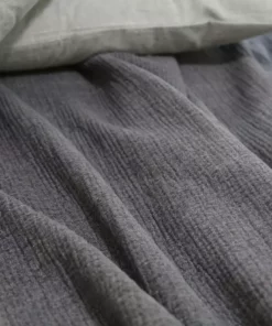 Coyuchi Cozy Cotton Blanket - Charcoal Home Goods