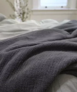 Coyuchi Cozy Cotton Blanket - Charcoal Home Goods