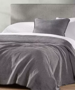 Coyuchi Cozy Cotton Blanket - Charcoal Home Goods