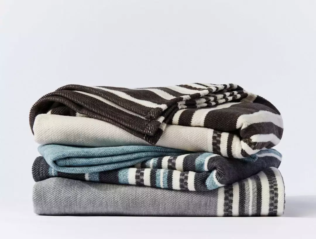 Coyuchi Mariposa Supersoft Cotton Blanket - Aqua Multi Stripe Best Sellers 2 Coyuchi Mariposa Supersoft Cotton Blanket - Aqua Multi Stripe Best Sellers