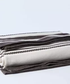 Coyuchi Home Goods Mariposa Supersoft Cotton Blanket - Bone Multi Stripe