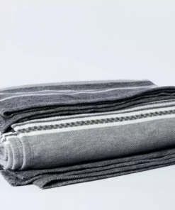 Coyuchi Home Goods Mariposa Supersoft Cotton Blanket - Gray Multi Stripe
