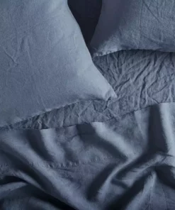 Coyuchi Relaxed Linen Sheet Set - Harbor Blue