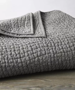Coyuchi Pebbled Handstitched Quilt - Slate