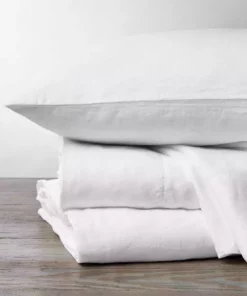 Coyuchi Relaxed Linen Pillowcases Set - Alpine White Home Goods